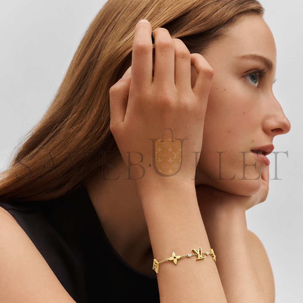 l**is V*t*n idylle blossom monogram bracelet, yellow gold and diamonds q95588